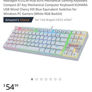 RedDragon K552 White Rgb 60% Gaming Keyboard